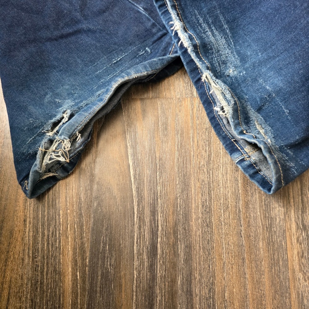 Cello Womens Dark Wash Flare Jeans Distressed Hem Size 5 - Picture 6 of 9